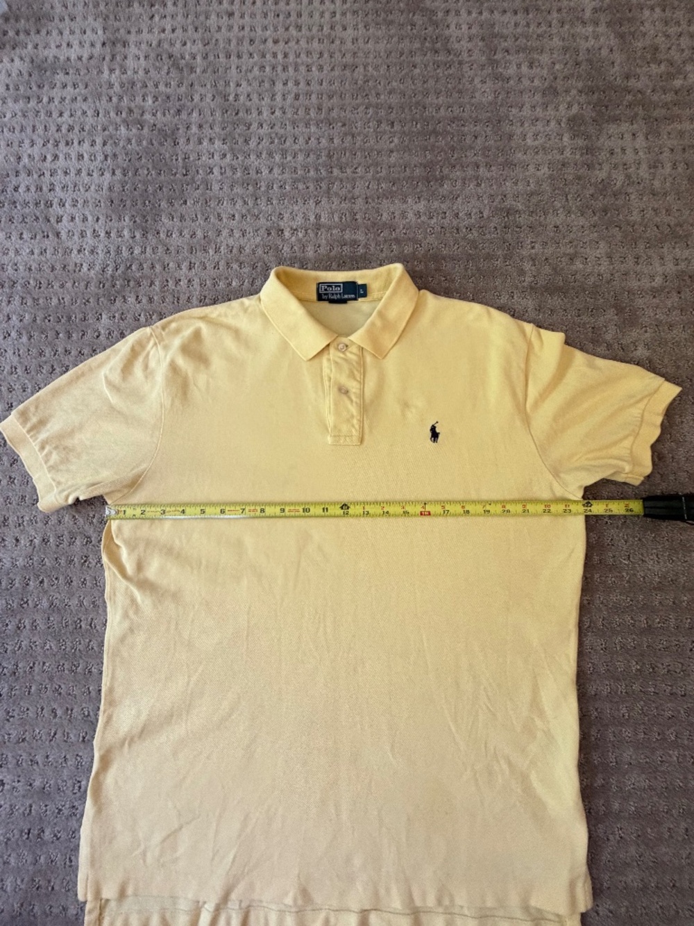Polo Ralph Lauren Mens L Yellow Classic Fit Mesh Cotton Short Sleeve Polo Shirt